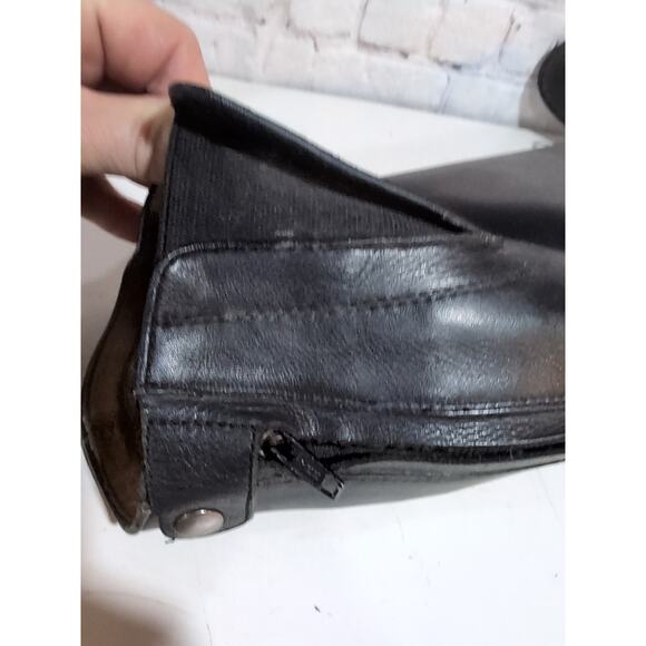 Tall Riding Boots Women's 6.5 Field Black Leather Back Zip Equestrian Front Lace - Picture 14 of 16